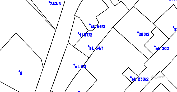 Parcela st. 64/1 v KÚ Kdyně, Katastrální mapa