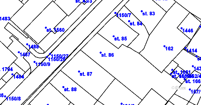 Parcela st. 86 v KÚ Kdyně, Katastrální mapa