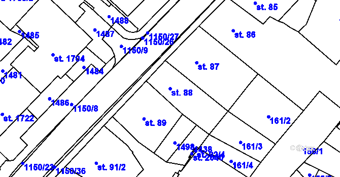 Parcela st. 88 v KÚ Kdyně, Katastrální mapa