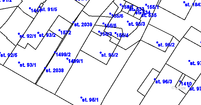 Parcela st. 95/2 v KÚ Kdyně, Katastrální mapa