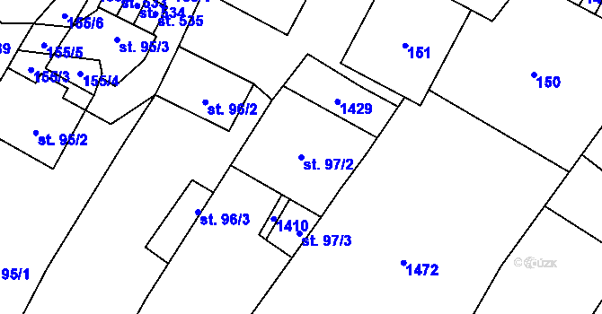 Parcela st. 97/2 v KÚ Kdyně, Katastrální mapa