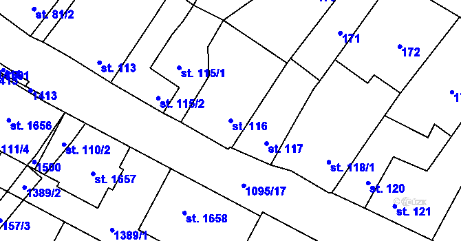 Parcela st. 116 v KÚ Kdyně, Katastrální mapa
