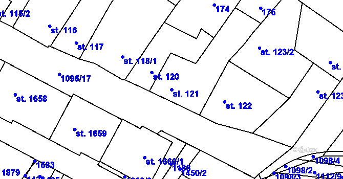 Parcela st. 121 v KÚ Kdyně, Katastrální mapa