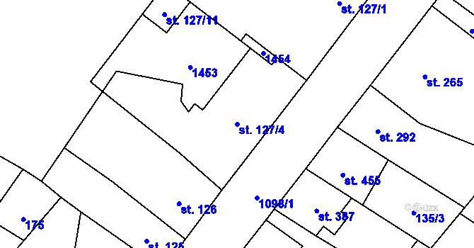Parcela st. 127/4 v KÚ Kdyně, Katastrální mapa