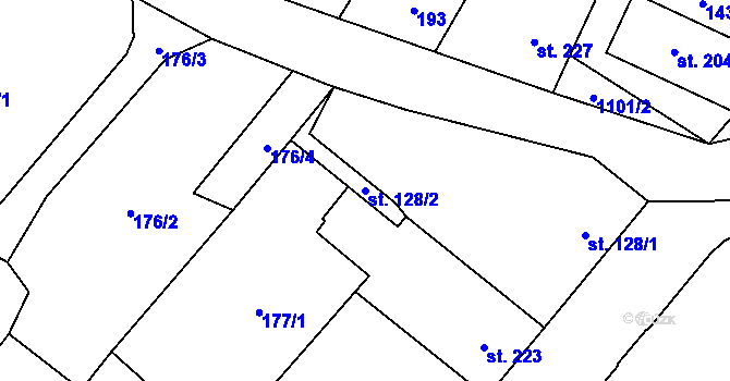 Parcela st. 128/2 v KÚ Kdyně, Katastrální mapa