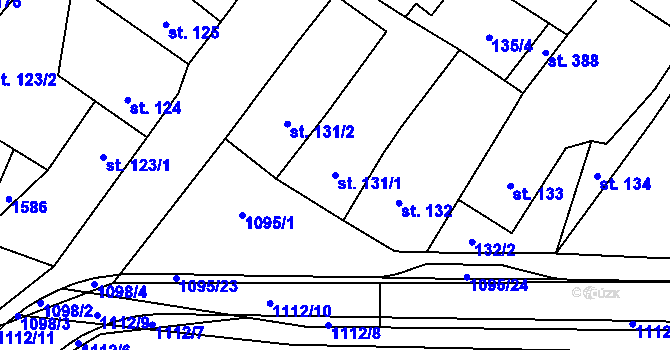 Parcela st. 131/1 v KÚ Kdyně, Katastrální mapa