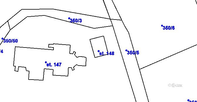 Parcela st. 148 v KÚ Kdyně, Katastrální mapa