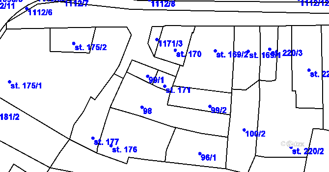 Parcela st. 171 v KÚ Kdyně, Katastrální mapa