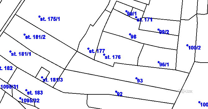 Parcela st. 176 v KÚ Kdyně, Katastrální mapa