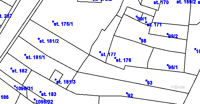Parcela st. 177 v KÚ Kdyně, Katastrální mapa