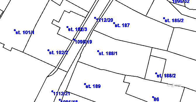 Parcela st. 188/1 v KÚ Kdyně, Katastrální mapa
