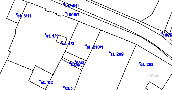 Parcela st. 210/1 v KÚ Kdyně, Katastrální mapa