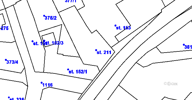 Parcela st. 211 v KÚ Kdyně, Katastrální mapa