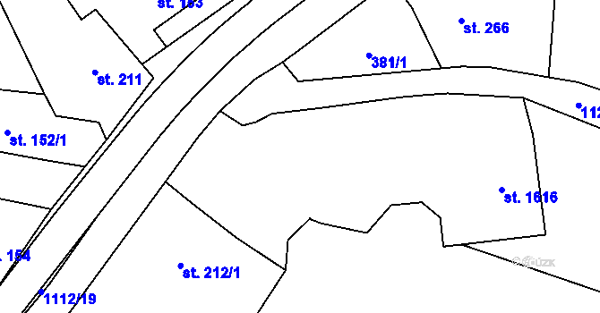Parcela st. 212/2 v KÚ Kdyně, Katastrální mapa
