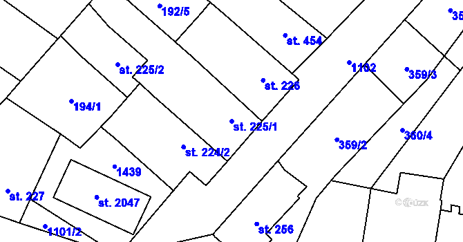 Parcela st. 225/1 v KÚ Kdyně, Katastrální mapa