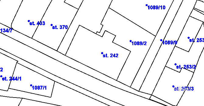 Parcela st. 242 v KÚ Kdyně, Katastrální mapa