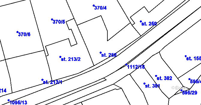 Parcela st. 258 v KÚ Kdyně, Katastrální mapa