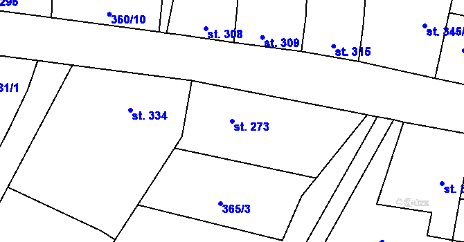 Parcela st. 273 v KÚ Kdyně, Katastrální mapa