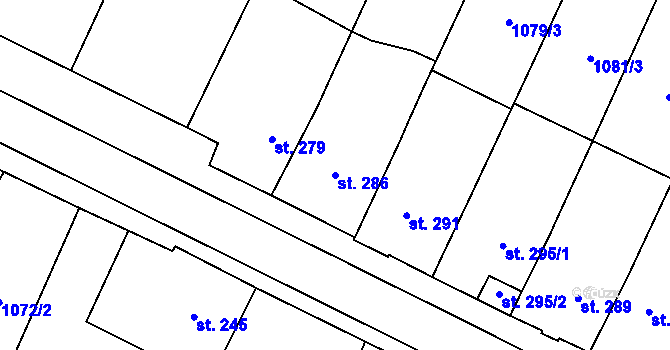 Parcela st. 286 v KÚ Kdyně, Katastrální mapa