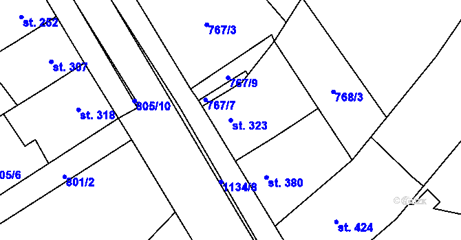 Parcela st. 323 v KÚ Kdyně, Katastrální mapa