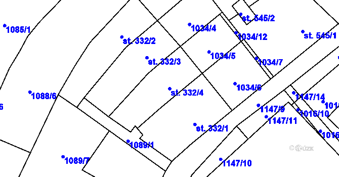 Parcela st. 332/4 v KÚ Kdyně, Katastrální mapa