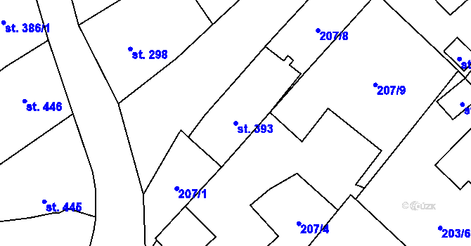 Parcela st. 393 v KÚ Kdyně, Katastrální mapa