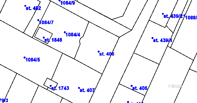 Parcela st. 406 v KÚ Kdyně, Katastrální mapa