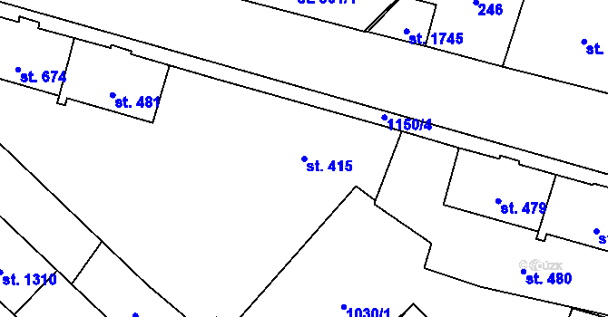Parcela st. 415 v KÚ Kdyně, Katastrální mapa