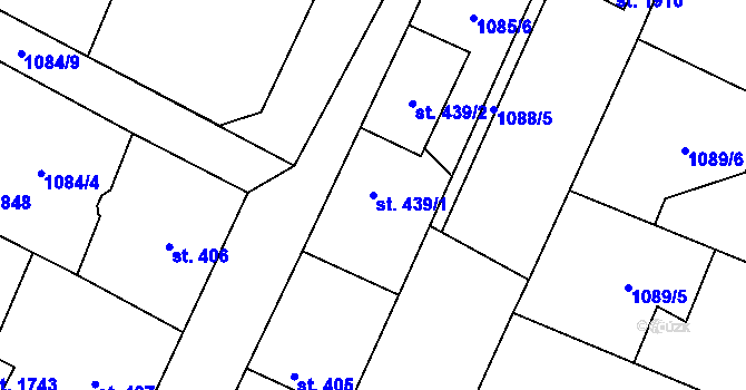 Parcela st. 439/1 v KÚ Kdyně, Katastrální mapa