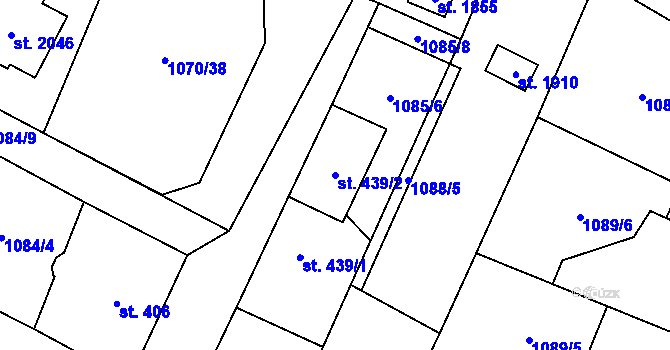 Parcela st. 439/2 v KÚ Kdyně, Katastrální mapa