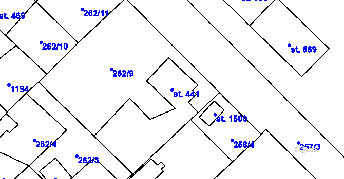 Parcela st. 441 v KÚ Kdyně, Katastrální mapa