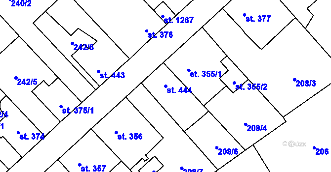 Parcela st. 444 v KÚ Kdyně, Katastrální mapa