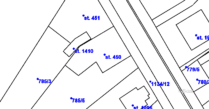 Parcela st. 450 v KÚ Kdyně, Katastrální mapa