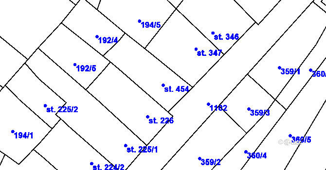 Parcela st. 454 v KÚ Kdyně, Katastrální mapa