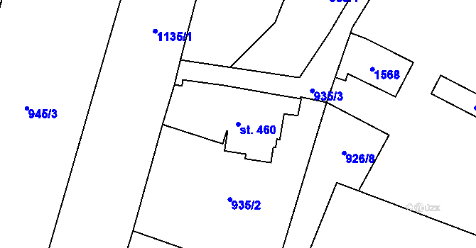 Parcela st. 460 v KÚ Kdyně, Katastrální mapa