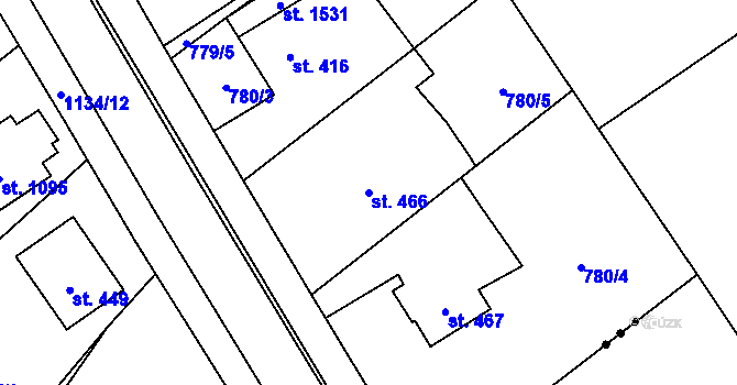 Parcela st. 466 v KÚ Kdyně, Katastrální mapa