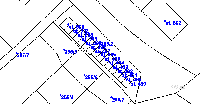 Parcela st. 496 v KÚ Kdyně, Katastrální mapa