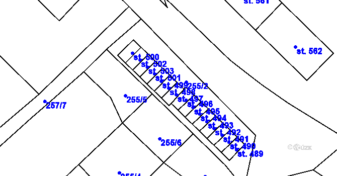 Parcela st. 498 v KÚ Kdyně, Katastrální mapa