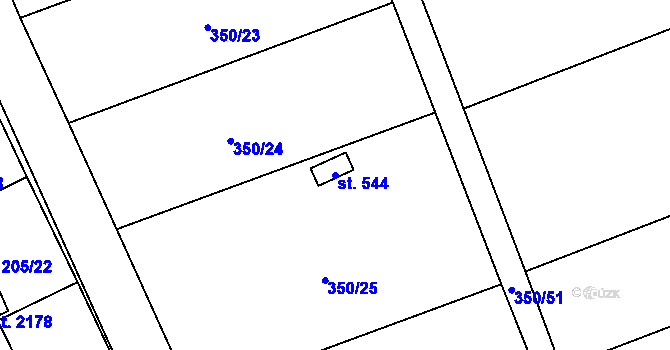 Parcela st. 544 v KÚ Kdyně, Katastrální mapa