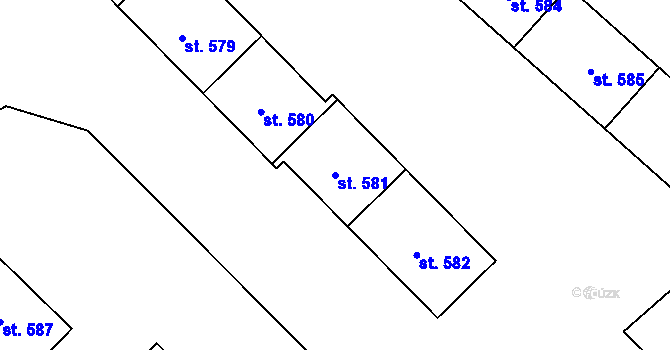 Parcela st. 581 v KÚ Kdyně, Katastrální mapa