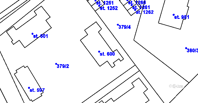 Parcela st. 600 v KÚ Kdyně, Katastrální mapa