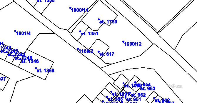 Parcela st. 617 v KÚ Kdyně, Katastrální mapa