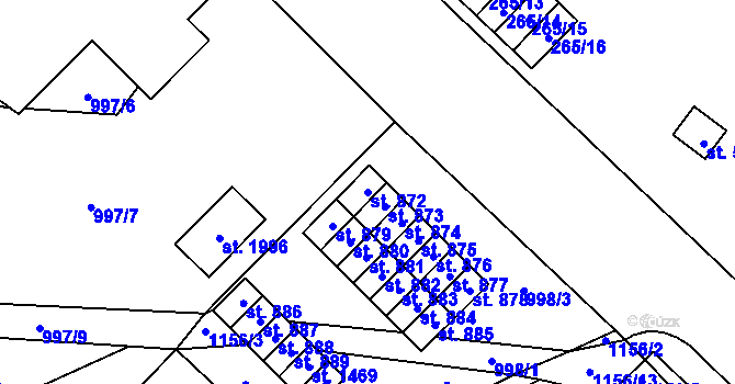 Parcela st. 872 v KÚ Kdyně, Katastrální mapa