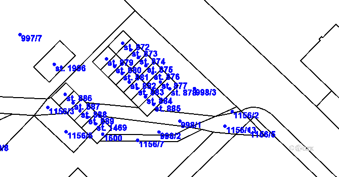 Parcela st. 878 v KÚ Kdyně, Katastrální mapa
