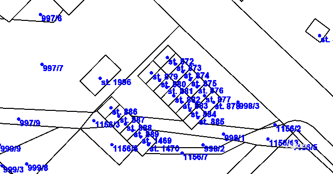 Parcela st. 881 v KÚ Kdyně, Katastrální mapa
