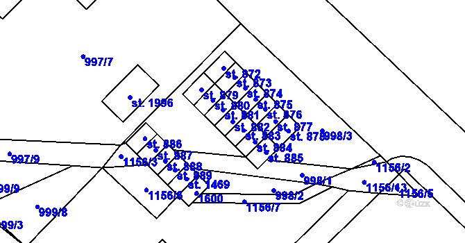 Parcela st. 882 v KÚ Kdyně, Katastrální mapa