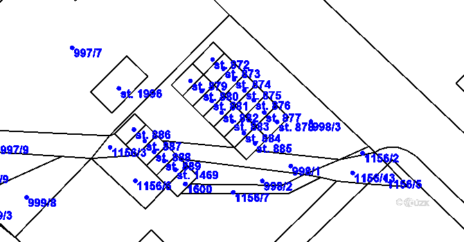 Parcela st. 883 v KÚ Kdyně, Katastrální mapa