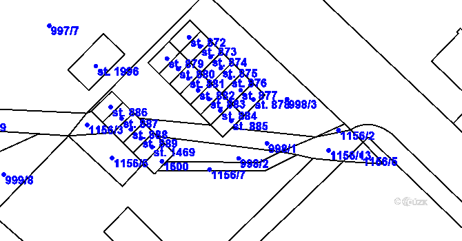 Parcela st. 885 v KÚ Kdyně, Katastrální mapa
