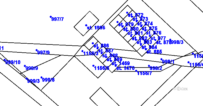 Parcela st. 888 v KÚ Kdyně, Katastrální mapa