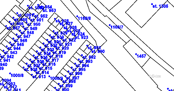 Parcela st. 891 v KÚ Kdyně, Katastrální mapa